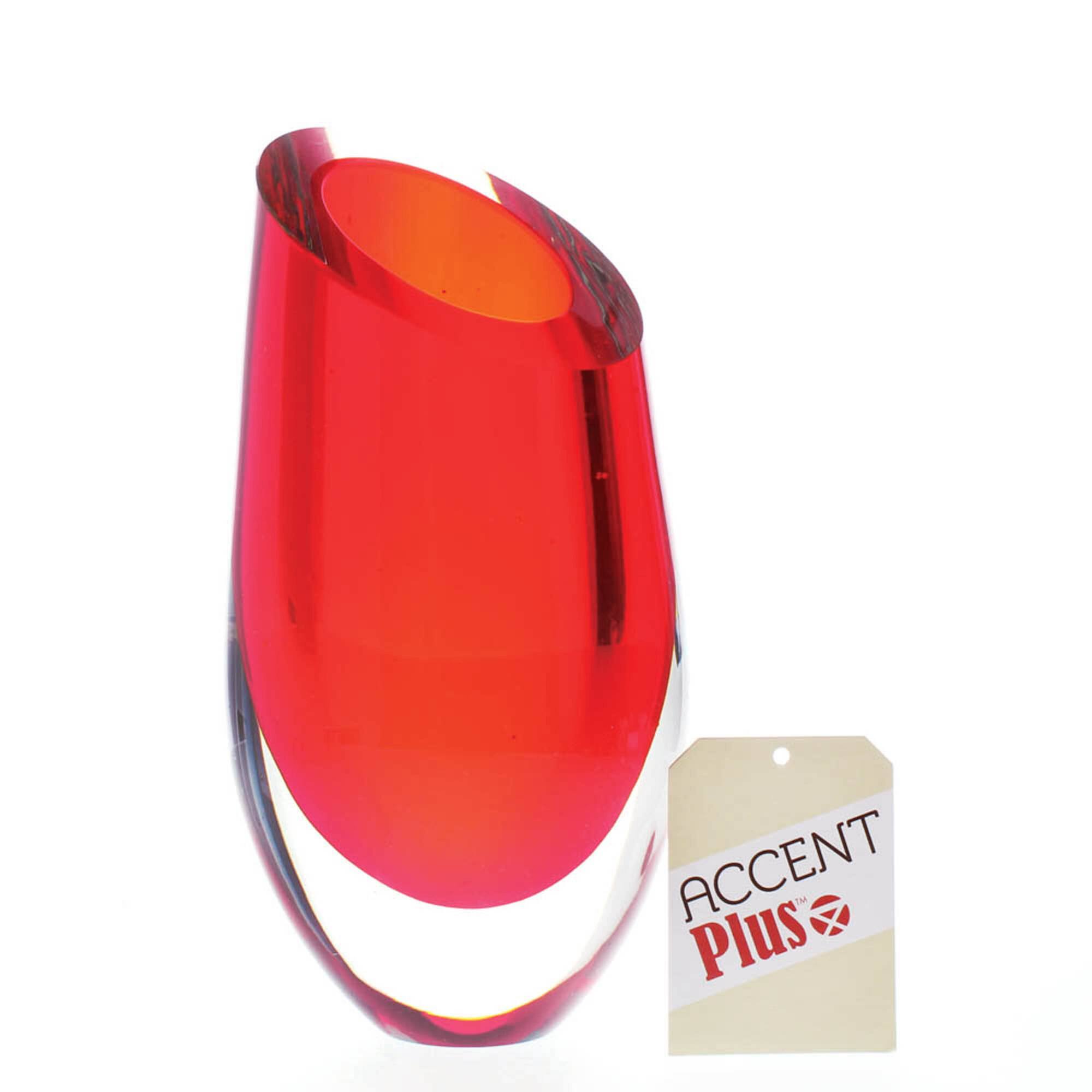 9.5" Red Cut Glass Vase
